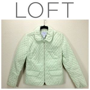 Loft Light Green Quilted Fitted Jacket